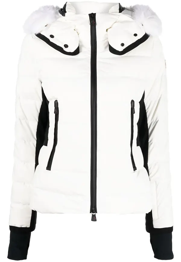 Moncler Grenoble quiltad kappa med dragkedja - Vit