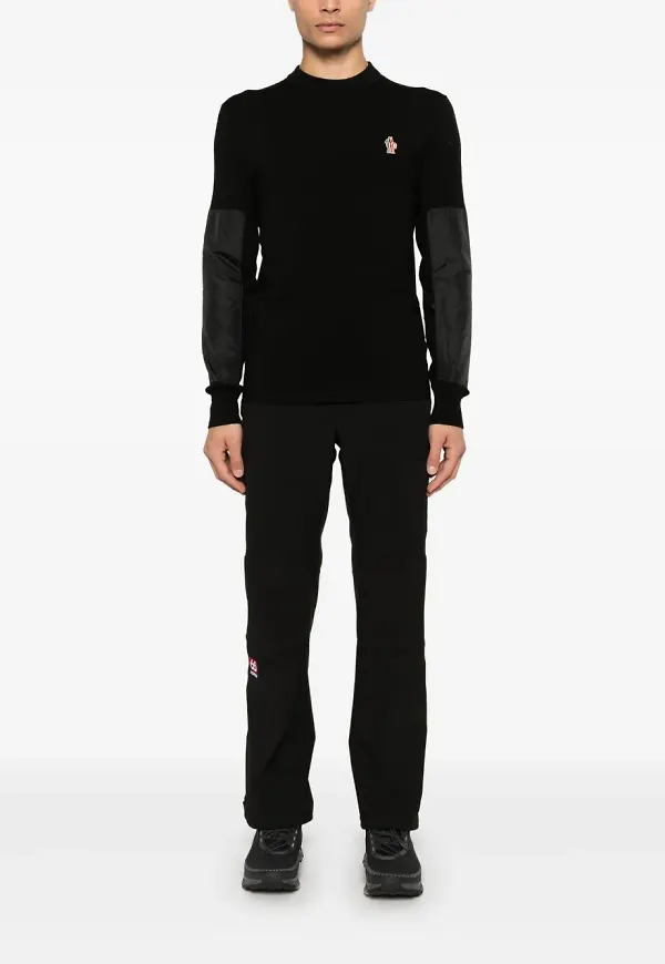 Moncler Grenoble ribbad tröja med panel - Svart