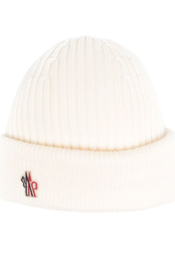 Moncler Grenoble ribbstickad mössa - Neutral