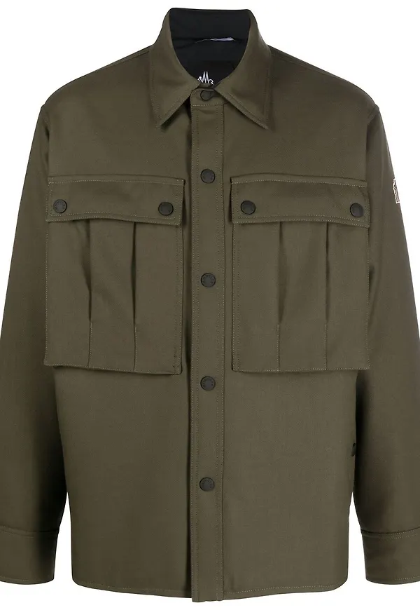 Moncler Grenoble skjortjacka med quiltad panel - Grön