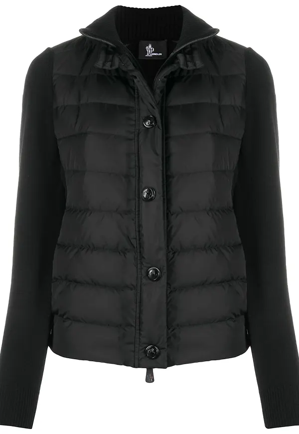 Moncler Grenoble stickad jacka med vadderad detalj - Svart