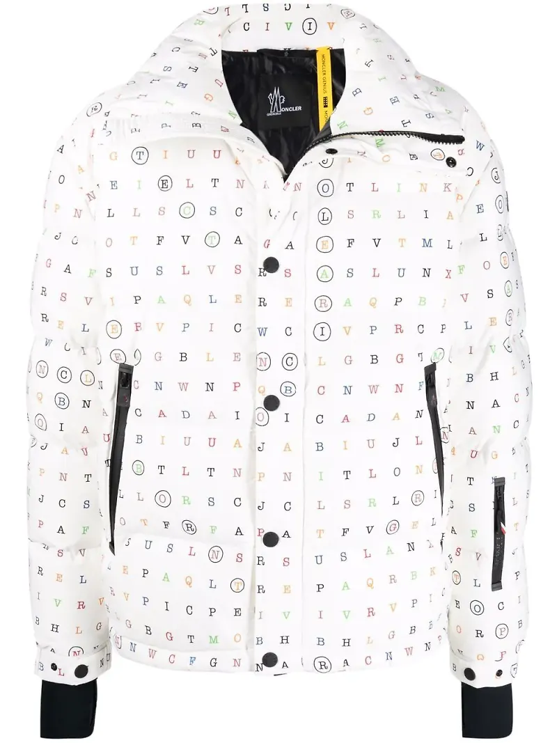 Moncler Grenoble vadderad dunjacka med logotyp - Vit