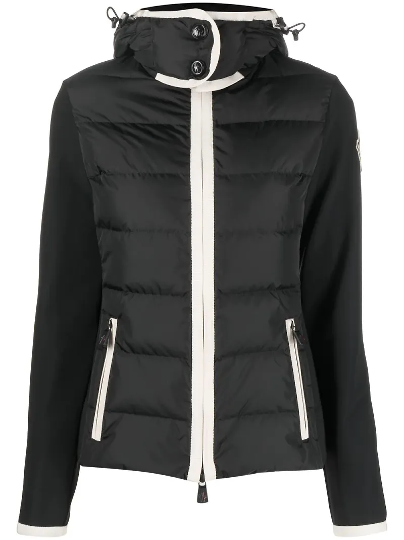 Moncler Grenoble vadderad hoodie i fleece - Svart