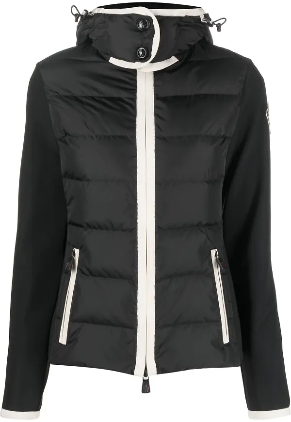 Moncler Grenoble vadderad hoodie i fleece - Svart