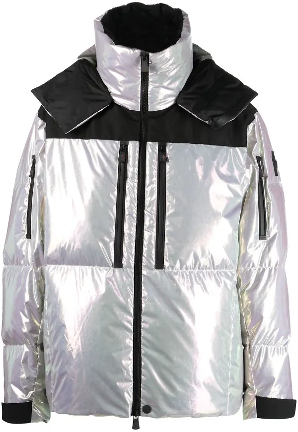 Moncler Grenoble vadderad jacka med huva - Silverfärgad