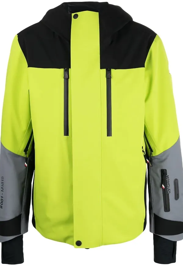 Moncler Grenoble vadderad rock med färgblock - Gul