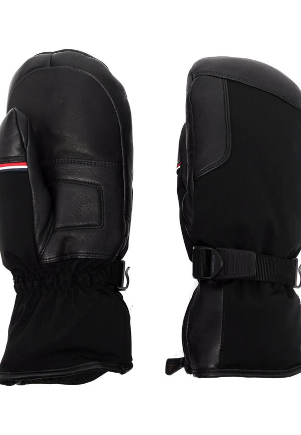 Moncler Grenoble vantar med läder-panel - Svart