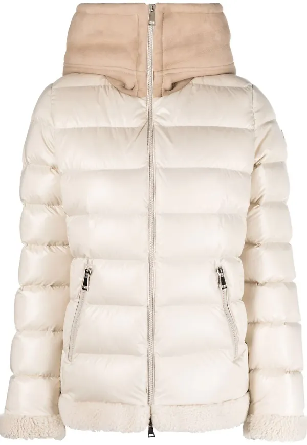 Moncler Guichard jacka med fårskinnskant - Neutral