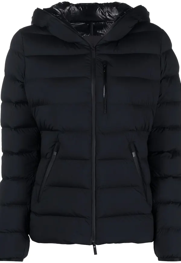 Moncler Herbe vadderad kort jacka med huva - Svart