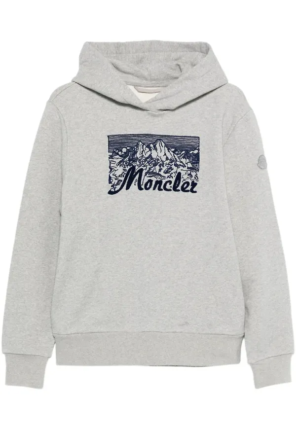 Moncler hoodie med bergstryck - Grå