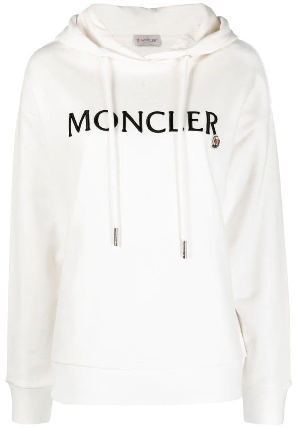 Moncler hoodie med broderad logotyp - Vit
