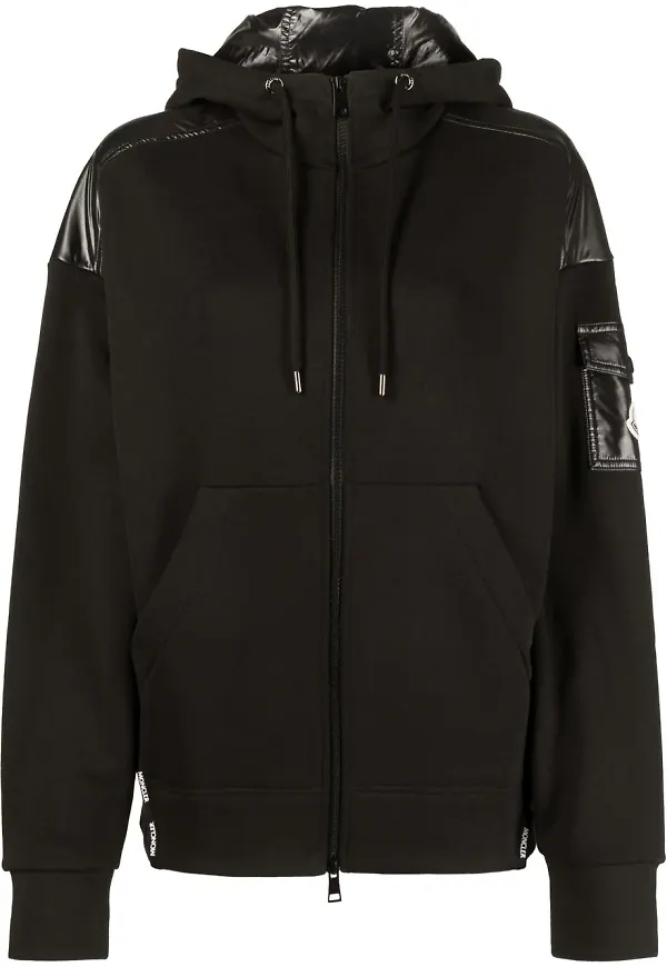 Moncler hoodie med dragkedja - Svart