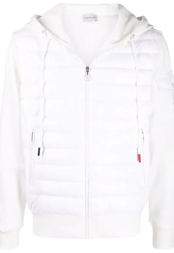 Moncler hoodie med dragkedja - Vit