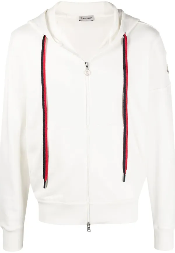 Moncler hoodie med dragsko - Vit