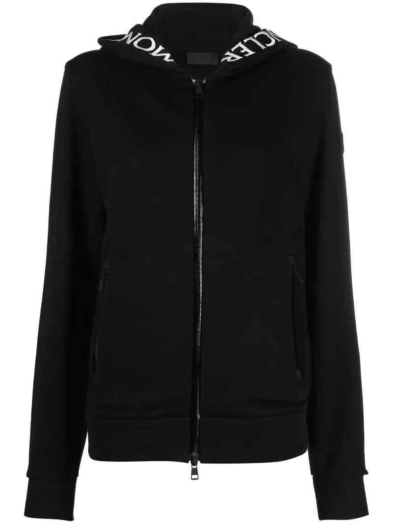 Moncler hoodie med logotyp - Svart