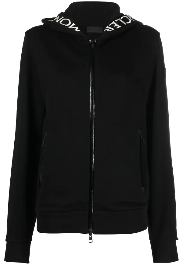 Moncler hoodie med logotyp - Svart