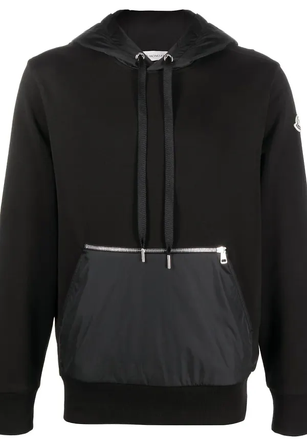 Moncler hoodie med panel - Svart