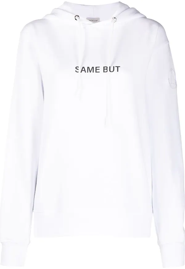 Moncler hoodie med slogan - Vit