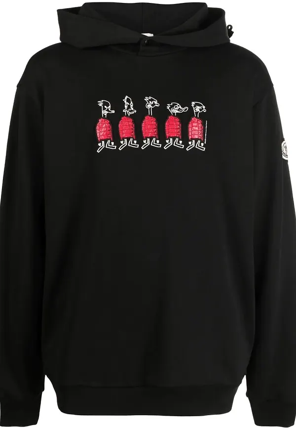Moncler hoodie med tryck - Svart