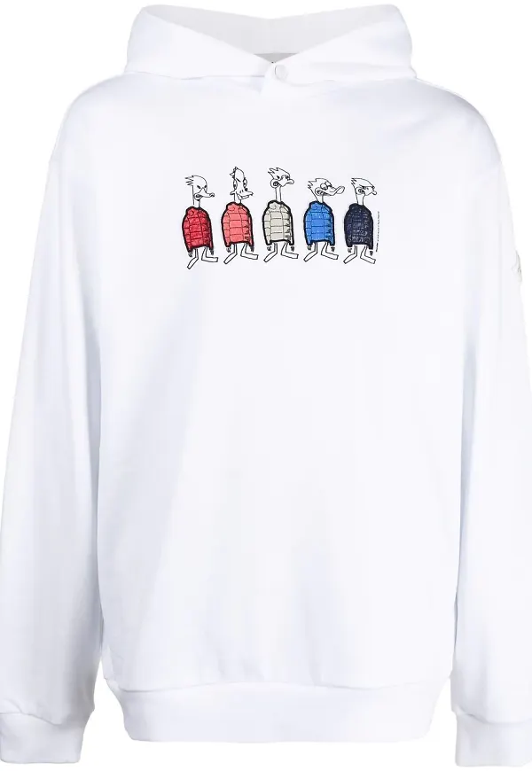 Moncler hoodie med tryck - Vit