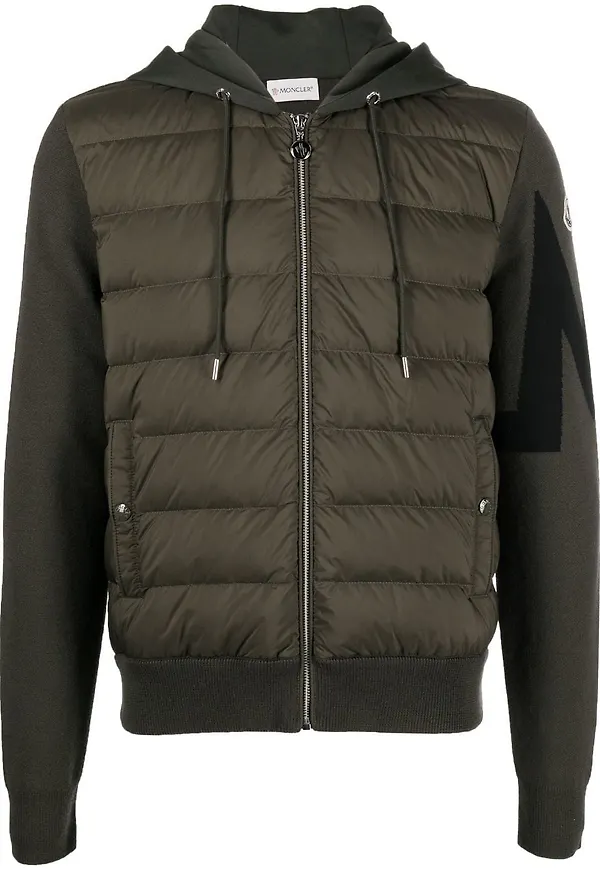 Moncler hoodie med vadderad panel - Grön
