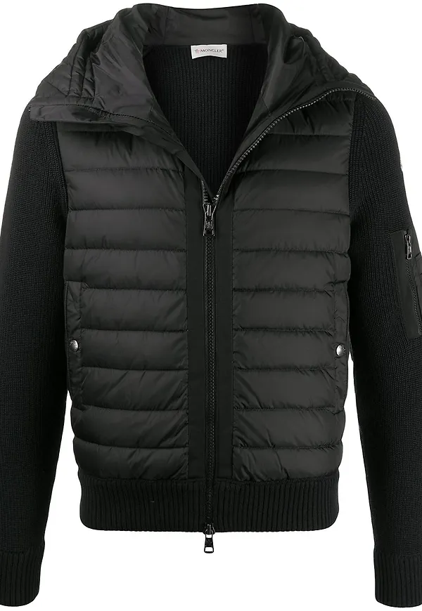 Moncler huvjacka med vadderad framsida - Svart