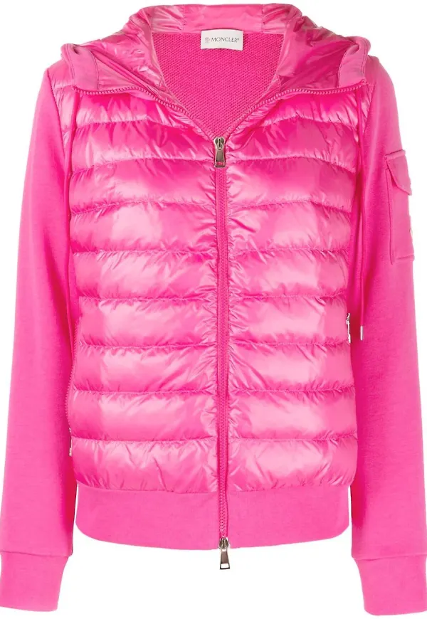 Moncler jacka med huva med kontrastpanel - Rosa