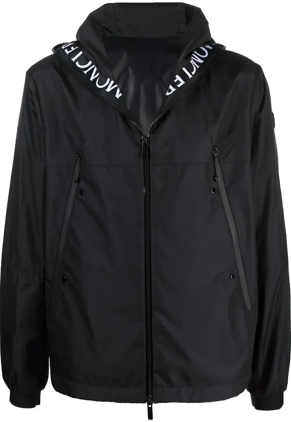Moncler jacka med huva och logotyp - Svart