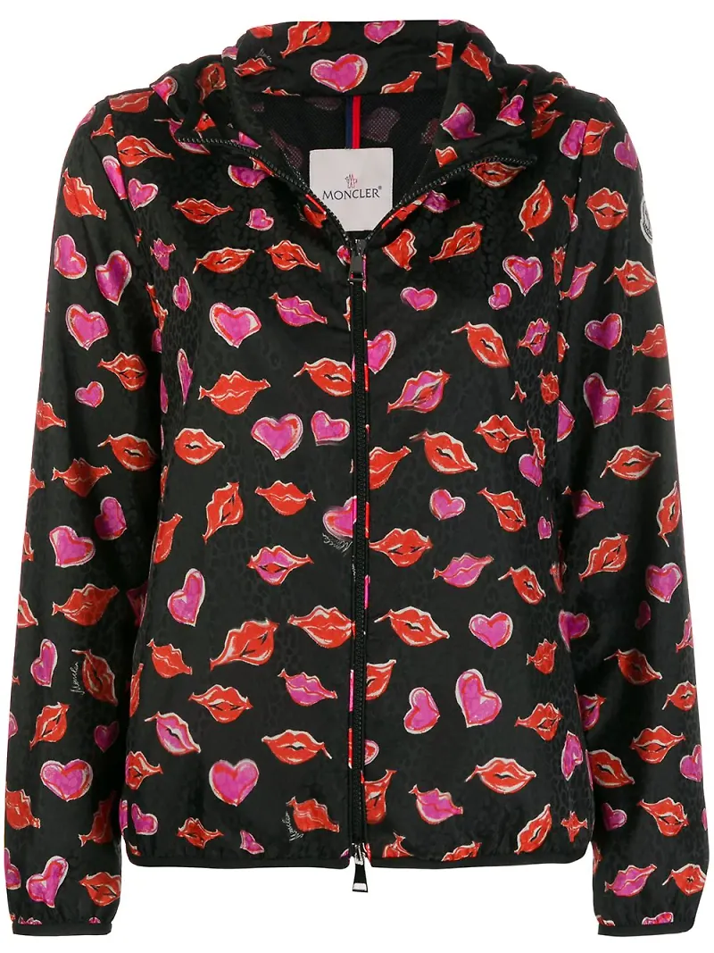 Moncler jacka med tryck - Svart