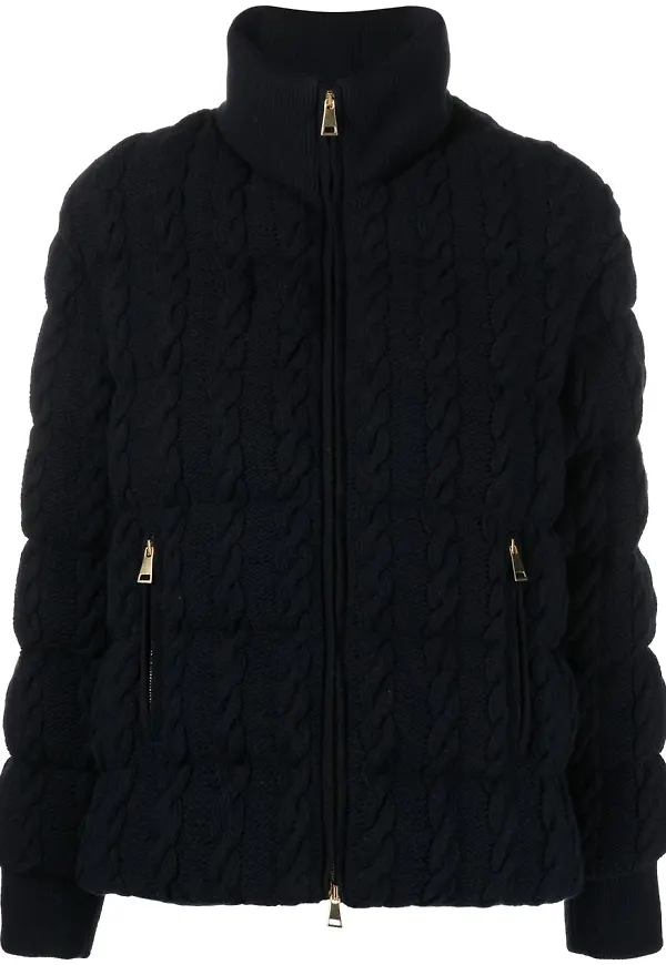 Moncler kabelstickad vadderad jacka - Blå