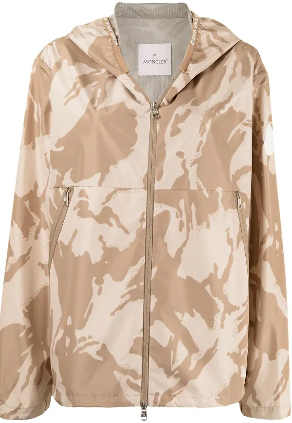 Moncler kamouflagemönstrad jacka med huva - Brun