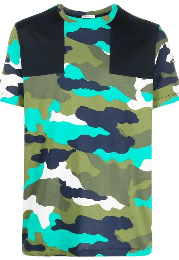 Moncler kamouflagemönstrad t-shirt - Blå