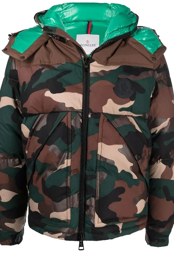 Moncler kamouflagemönstrad vadderad jacka - Grön