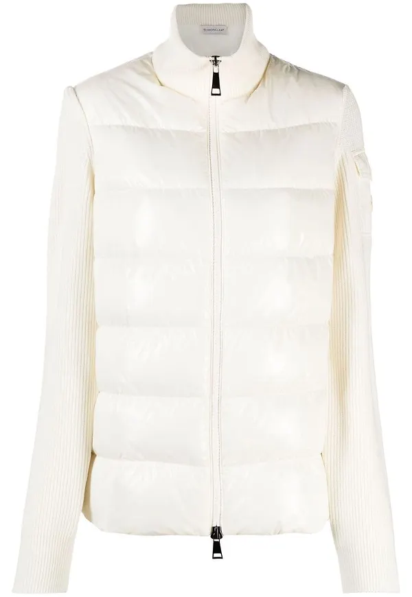 Moncler kofta med stickad ärm - Vit