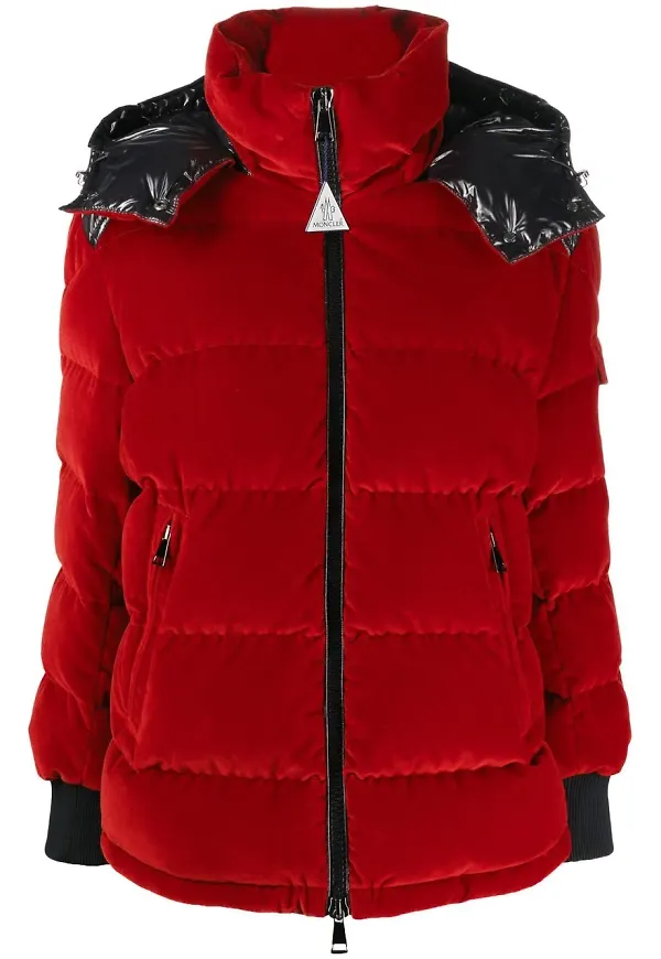 Moncler Labas puffjacka i sammet - Röd