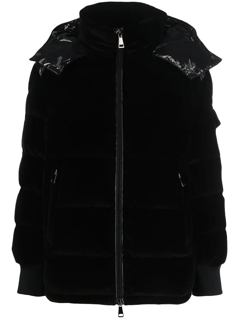 Moncler Labas puffjacka i sammet - Svart