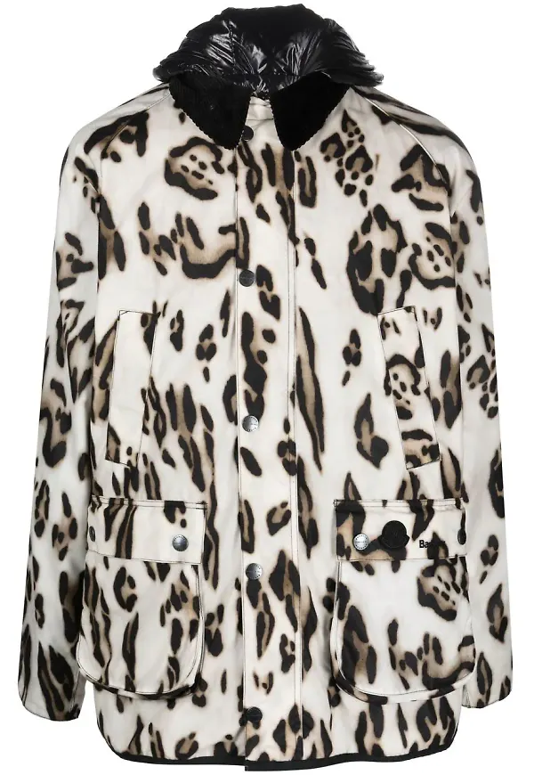Moncler leopardmönstrad jacka med huva - Neutral