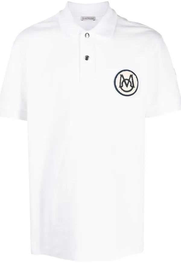 Moncler logo-patch cotton polo shirt - Vit