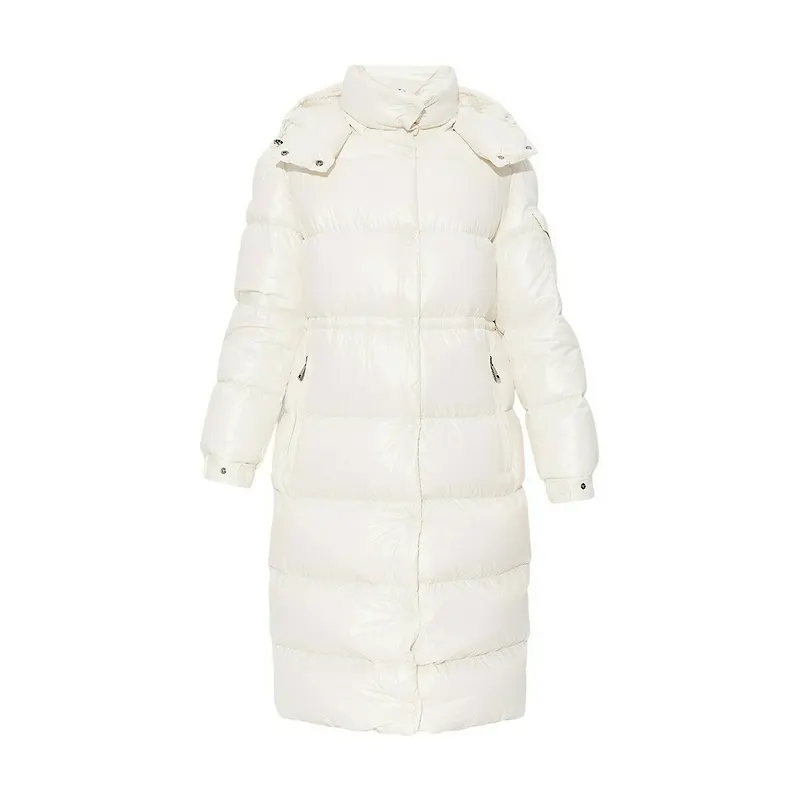 Moncler Logo-Patch Down Jacket Vit, Dam