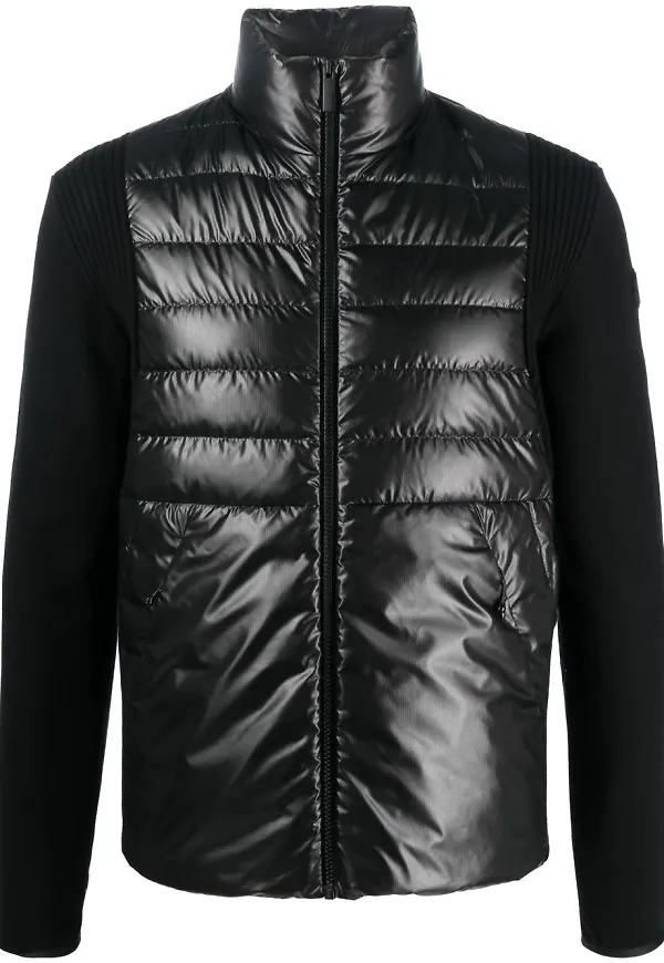 Moncler logo-patch funnel neck jacket - Svart