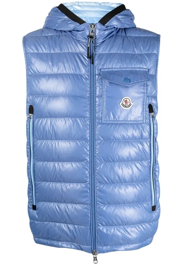 Moncler logo-patch padded gilet - Blå