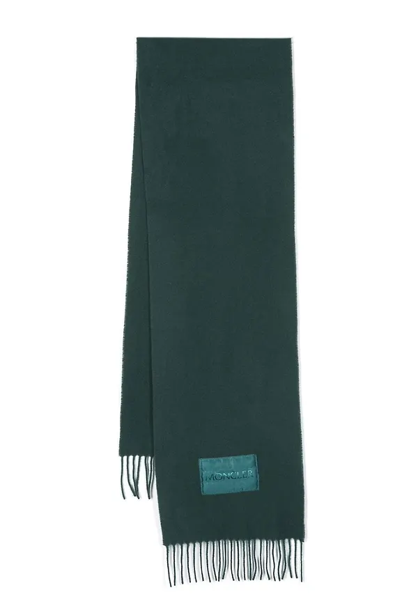Moncler logo-patch wool scarf - Grön
