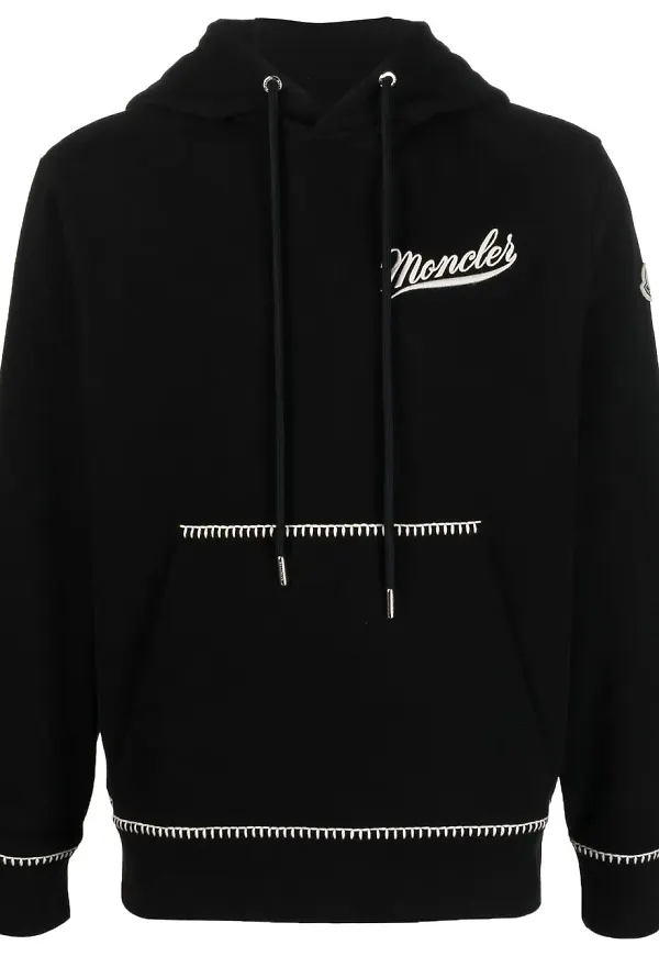 Moncler logo-print cotton hoodie - Svart