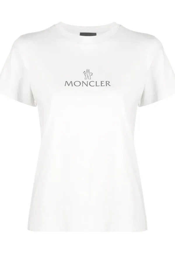 Moncler logo-print short-sleeved T-shirt - Vit