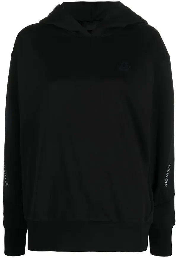 Moncler logo-tape detail hoodie - Svart