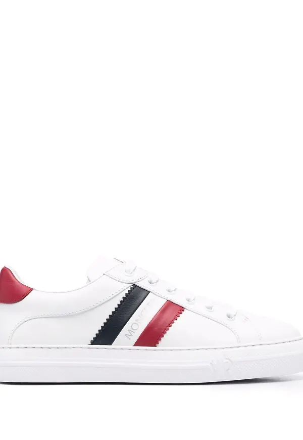 Moncler lädersneakers med sidorand - Vit