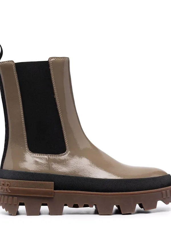 Moncler läderstövlar med elastisk panel - Neutral