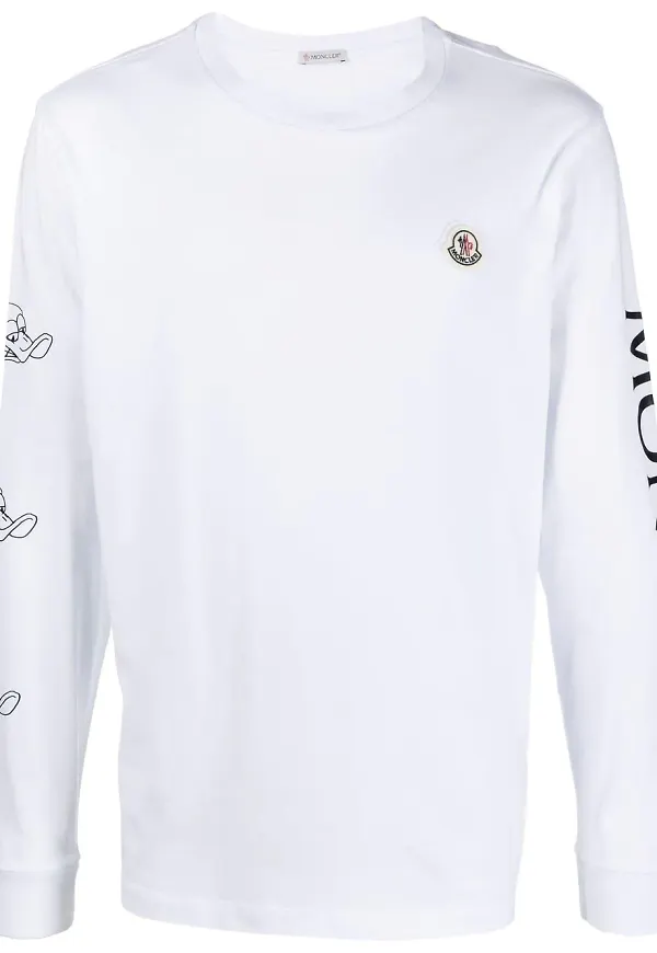 Moncler långärmad t-shirt med anktryck - Vit