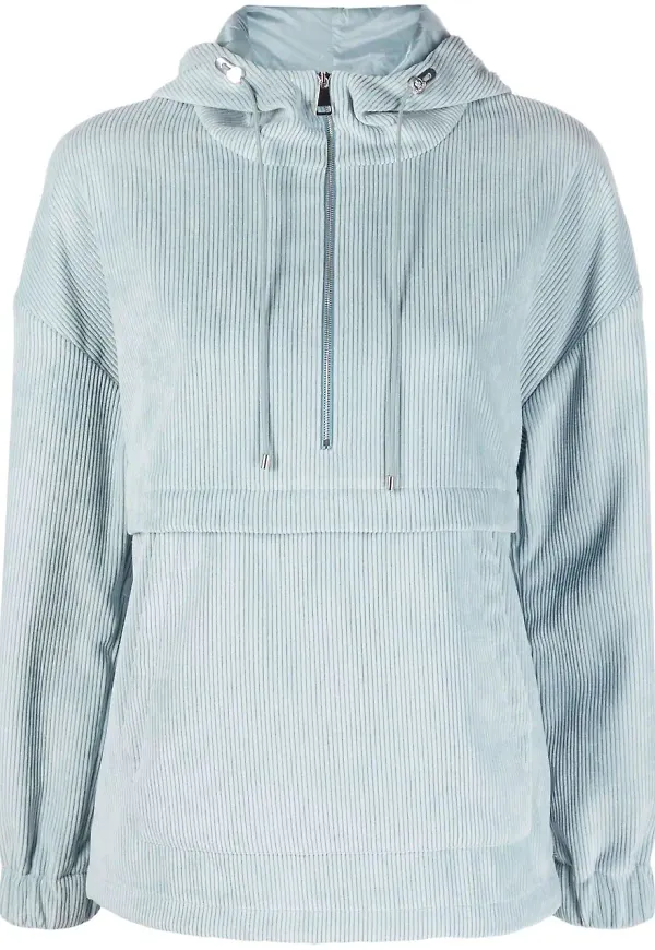 Moncler manchesterhoodie med halv dragkedja - Blå