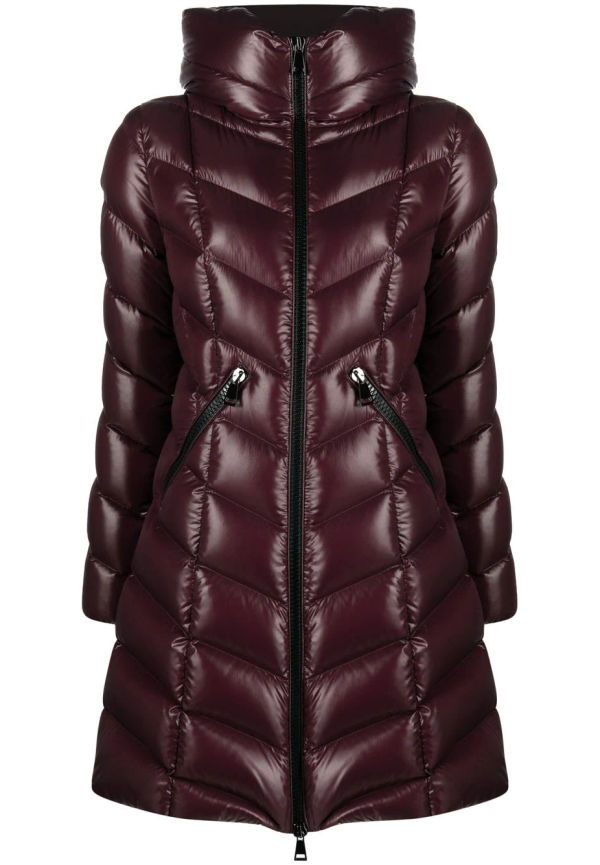 Moncler Marus glansig quiltad kappa - Röd